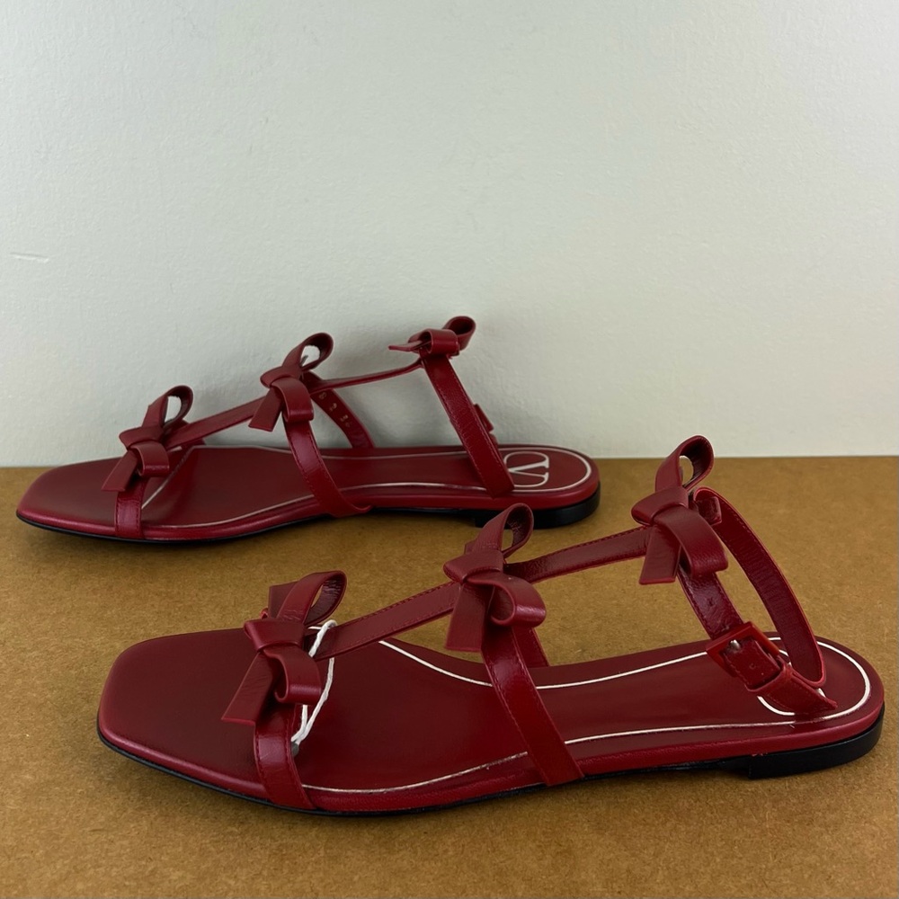 NEW VALENTINO GARAVANI RED BOW LEATHER SANDALS - Picture 8 of 14